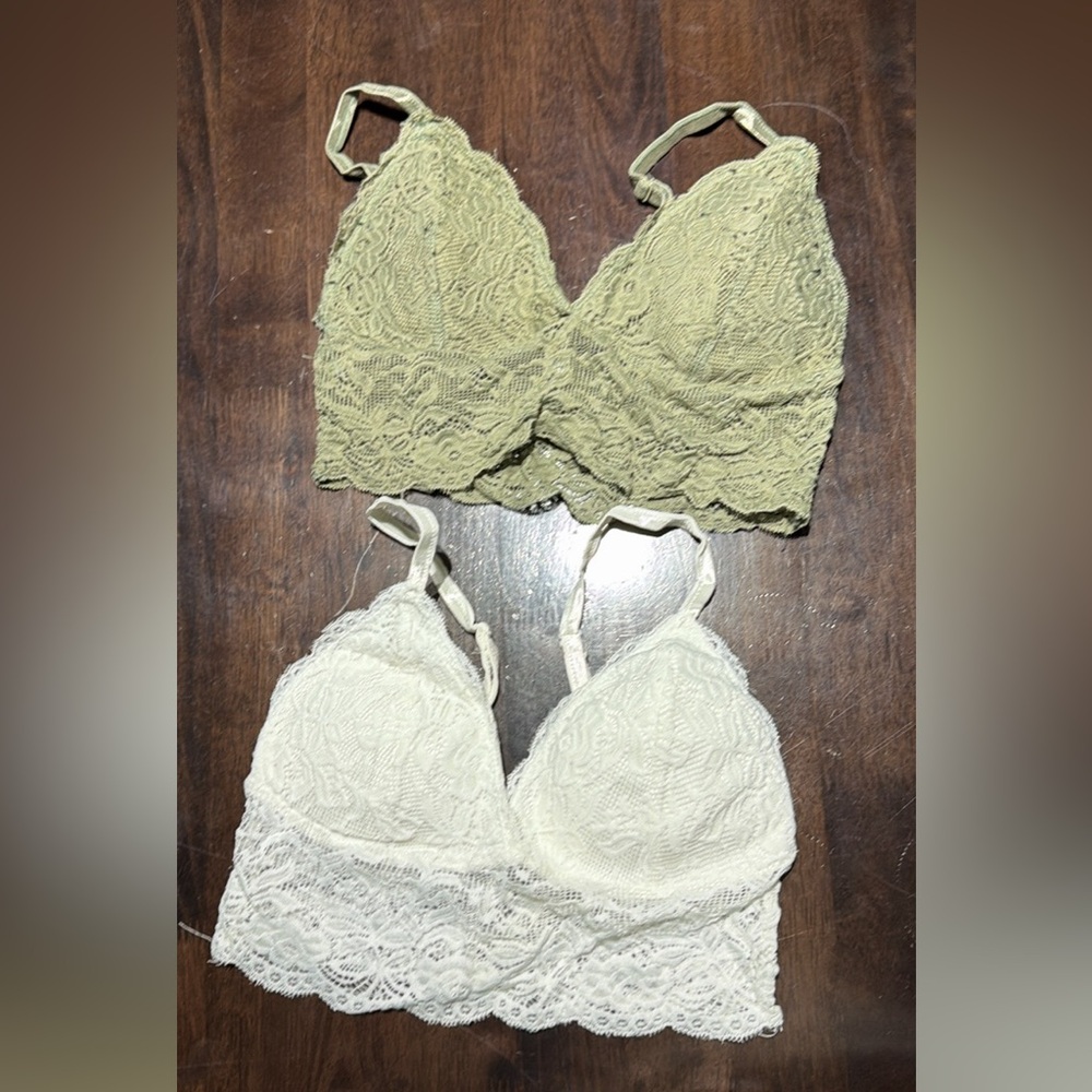 Streetwear Society Lace Bralette Duo in Cream and Tan